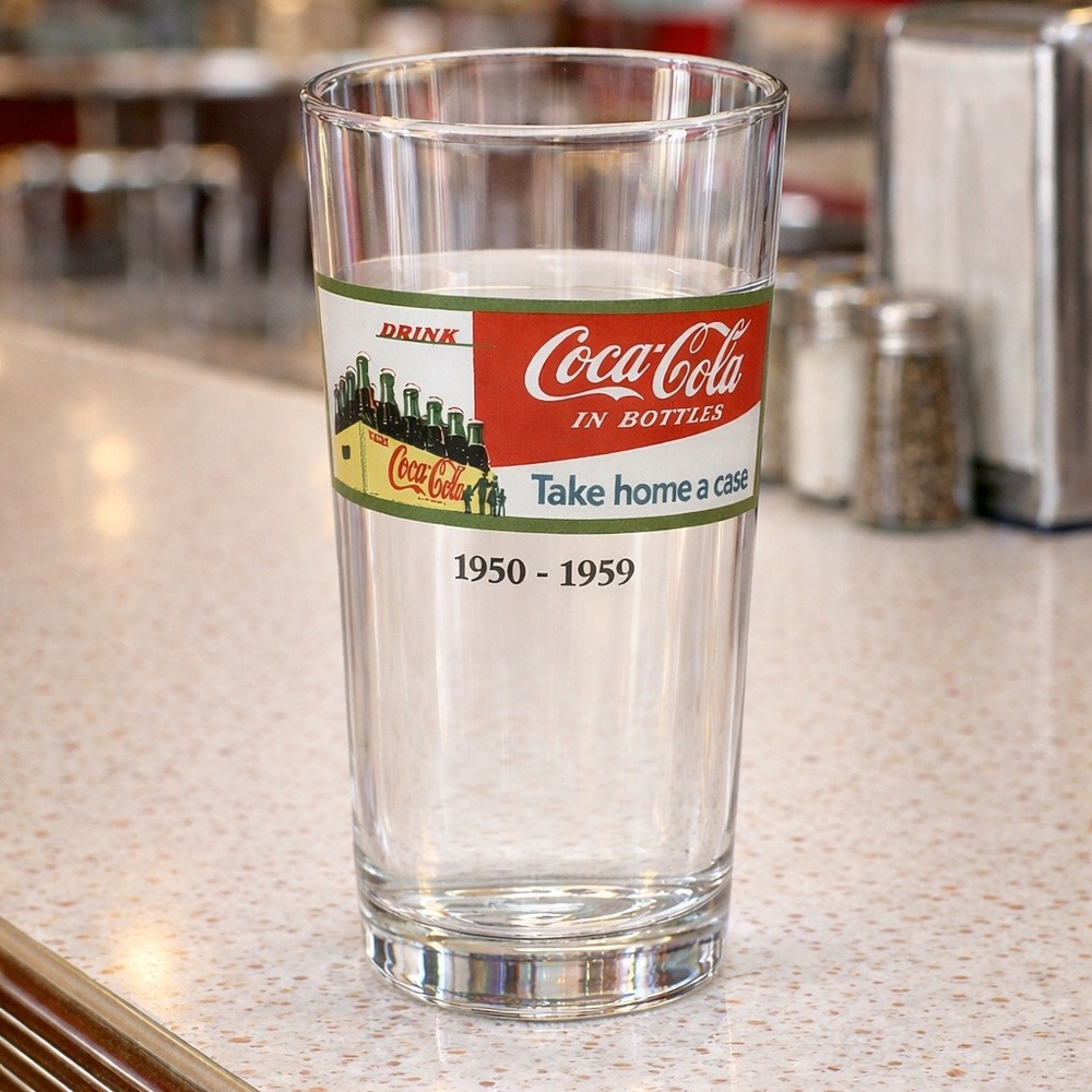 Vintage Coca Cola Glass 1950s Commemorative Drink Take Home A Case Collectible